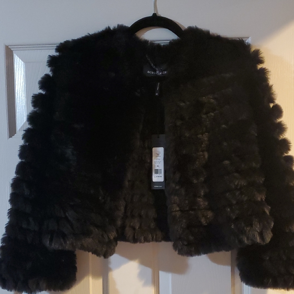 BCBG Maxazria Elegant Black Teddy Jacket